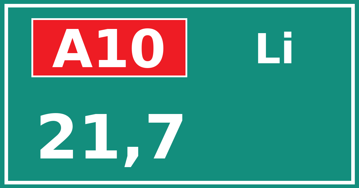 Hectometerbord A10 21,7 zijde Li