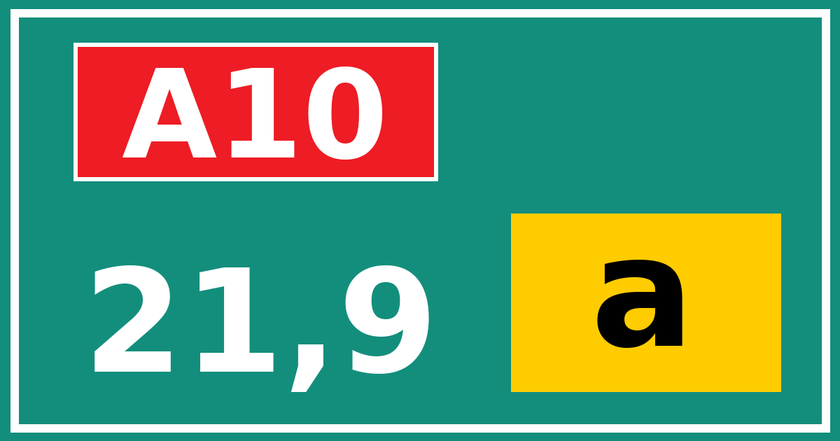 Hectometerbord A10 21,9 letter a