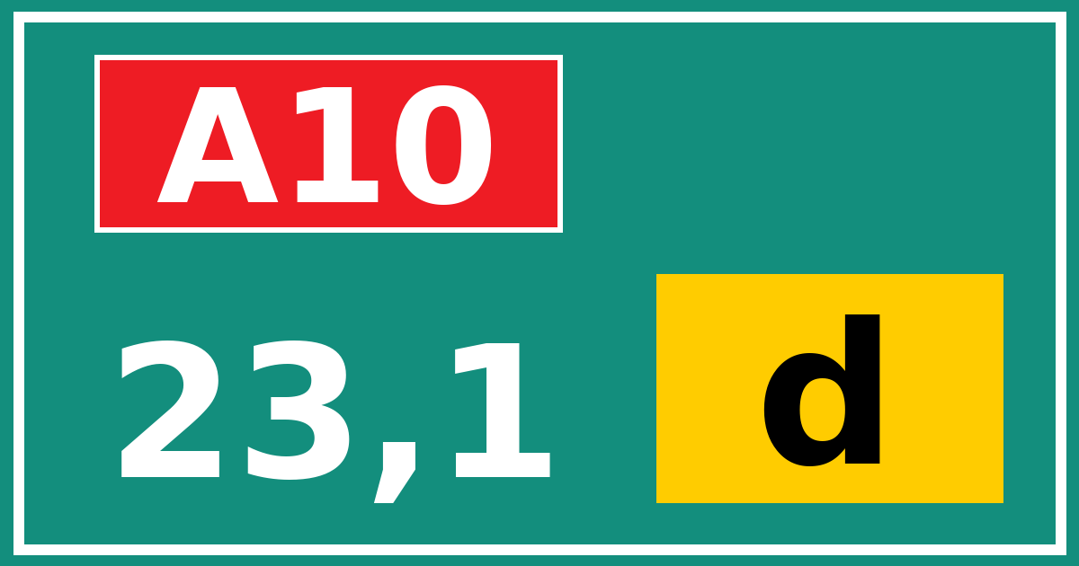 Hectometerbord A10 23,1 letter d