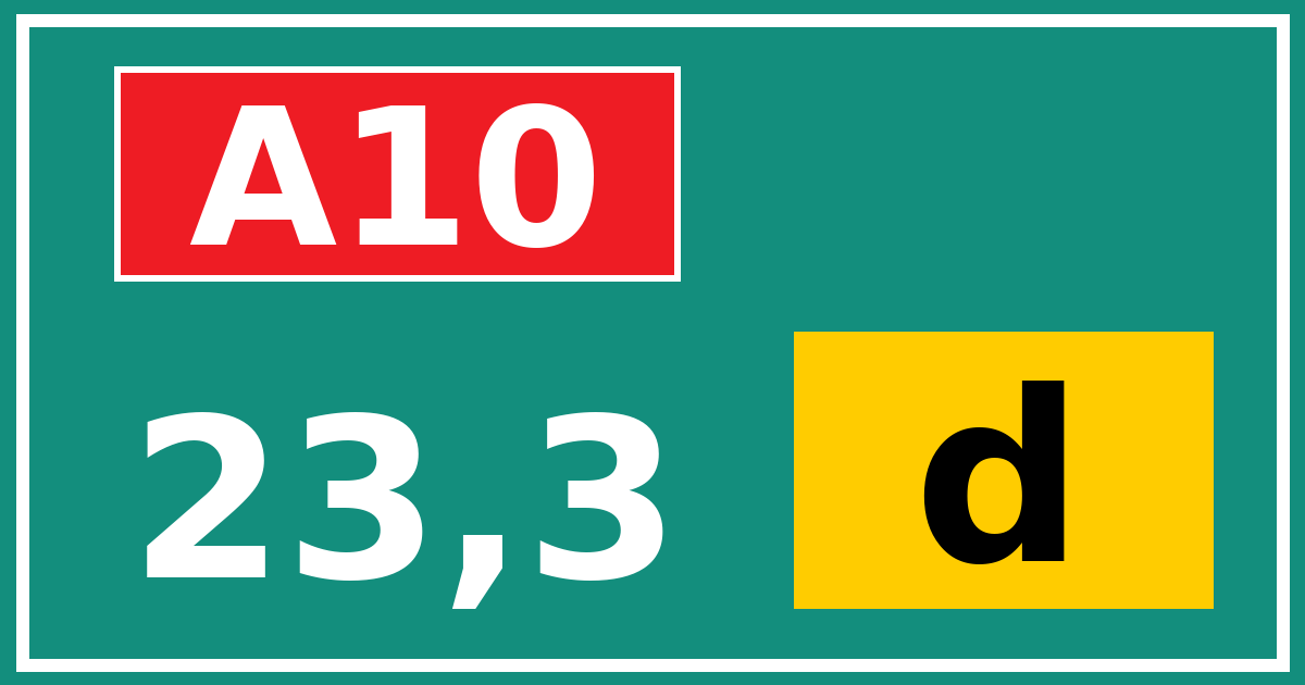 Hectometerbord A10 23,3 letter d