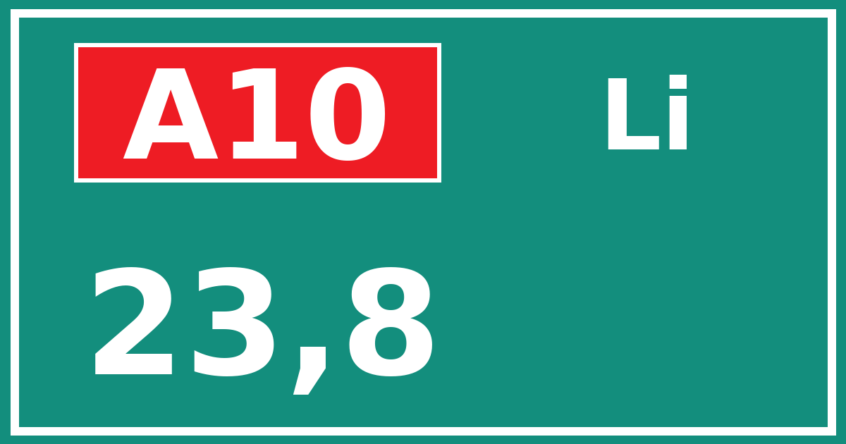 Hectometerbord A10 23,8 zijde Li