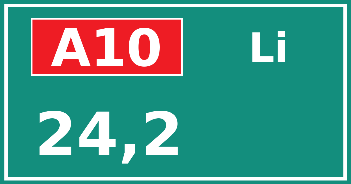 Hectometerbord A10 24,2 zijde Li