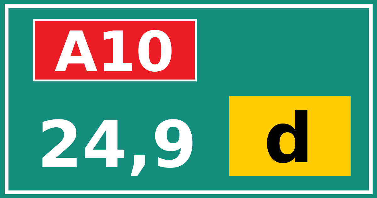 Hectometerbord A10 24,9 letter d