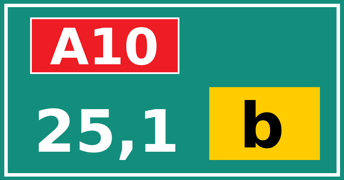 Hectometerbord A10 25,1 letter b