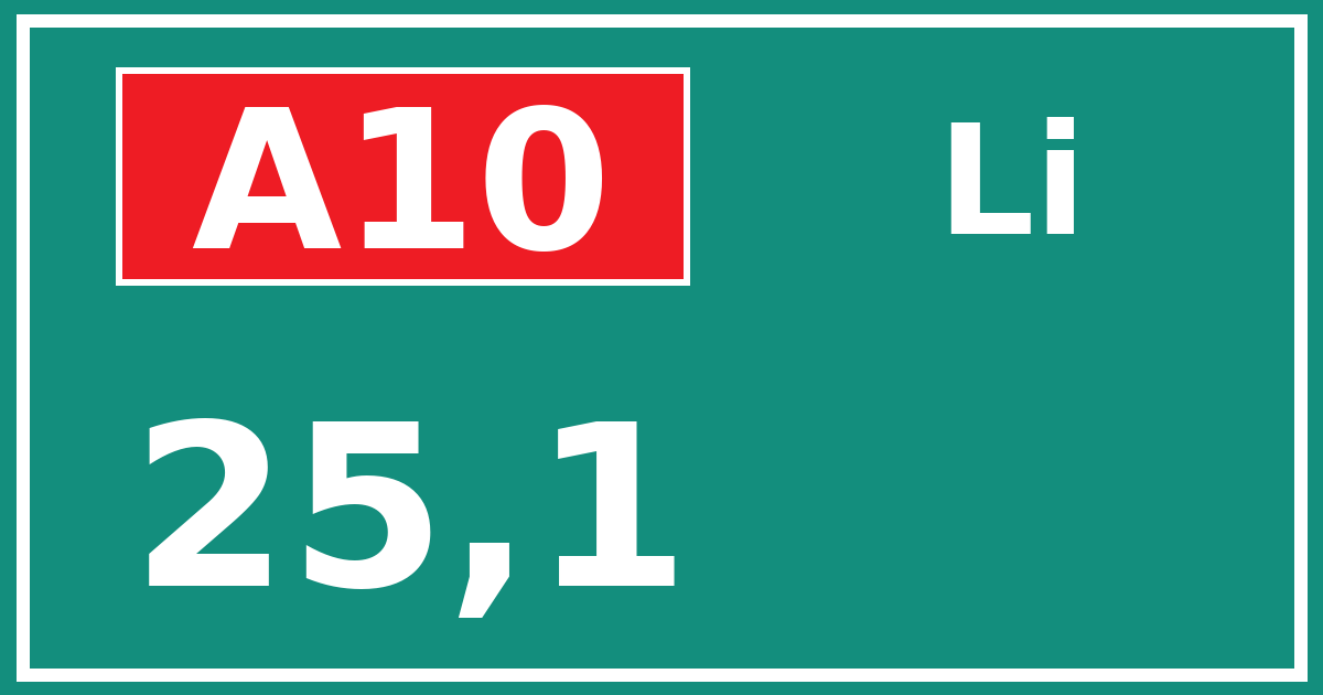 Hectometerbord A10 25,1 zijde Li