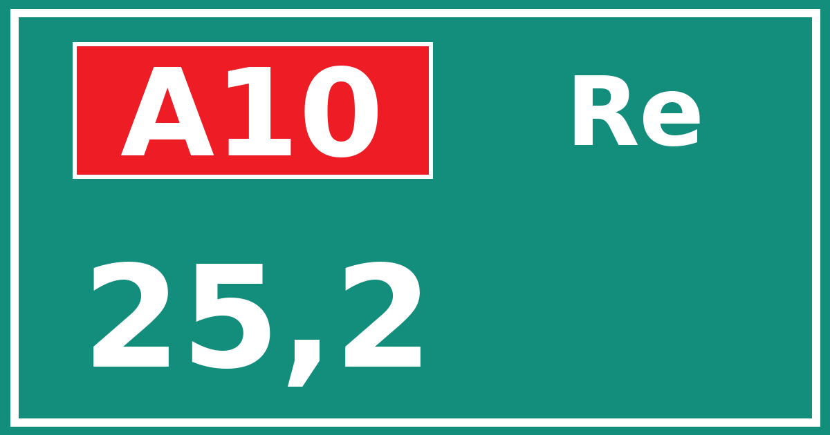 Hectometerbord A10 25,2 zijde Re