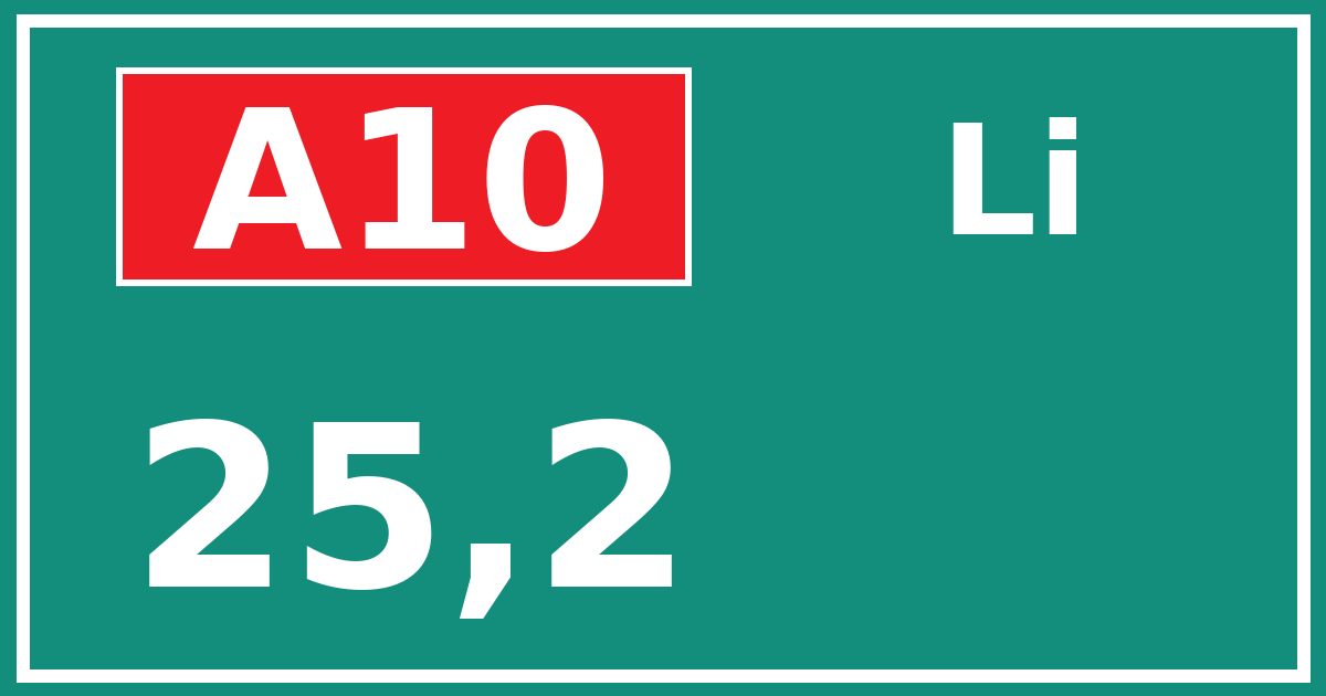 Hectometerbord A10 25,2 zijde Li