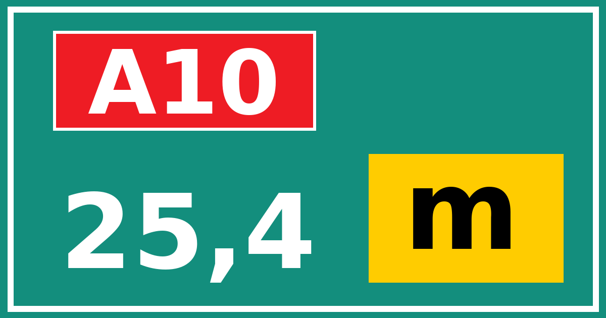 Hectometerbord A10 25,4 letter m