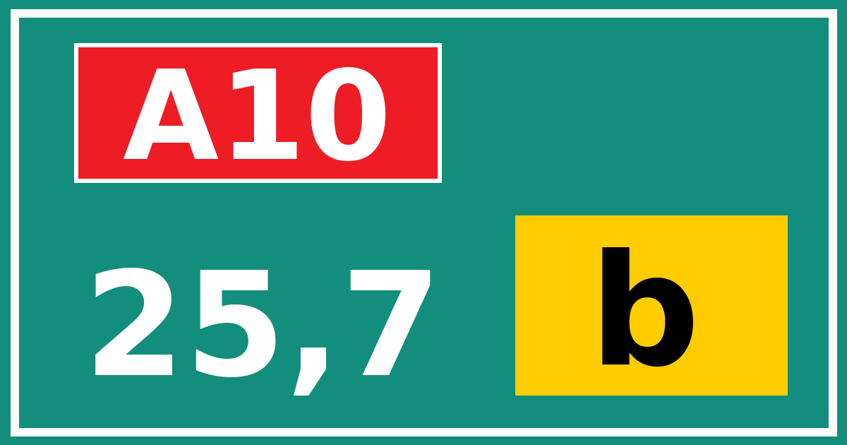 Hectometerbord A10 25,7 letter b