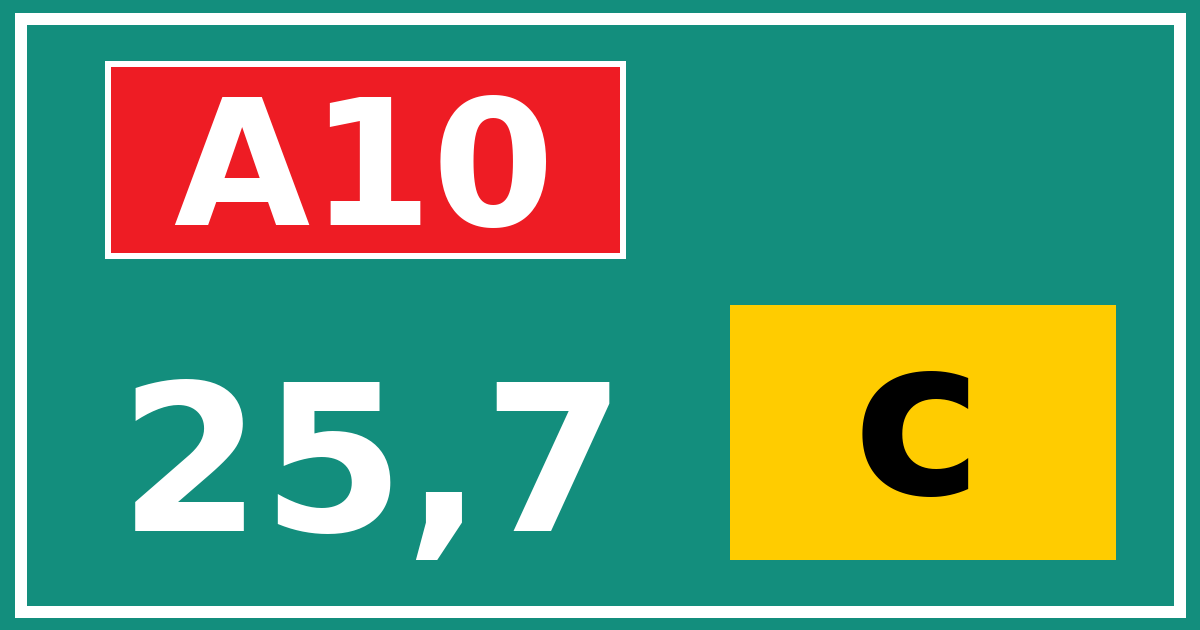 Hectometerbord A10 25,7 letter c