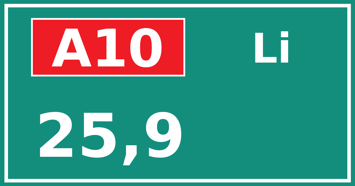 Hectometerbord A10 25,9 zijde Li