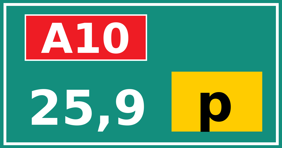Hectometerbord A10 25,9 letter p