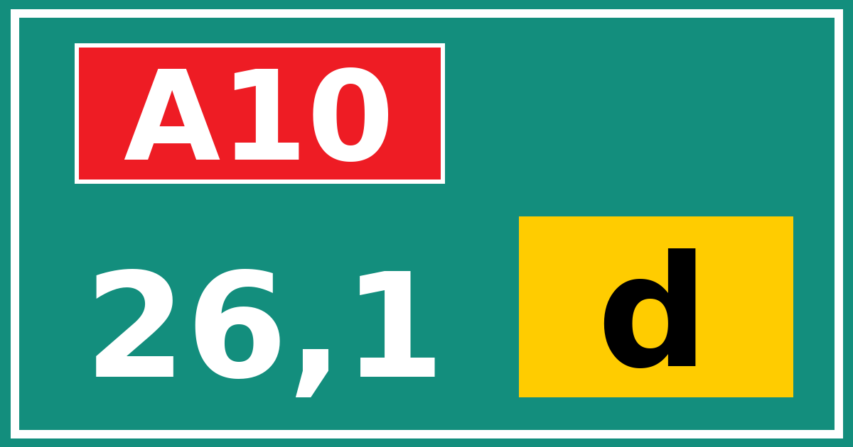 Hectometerbord A10 26,1 letter d