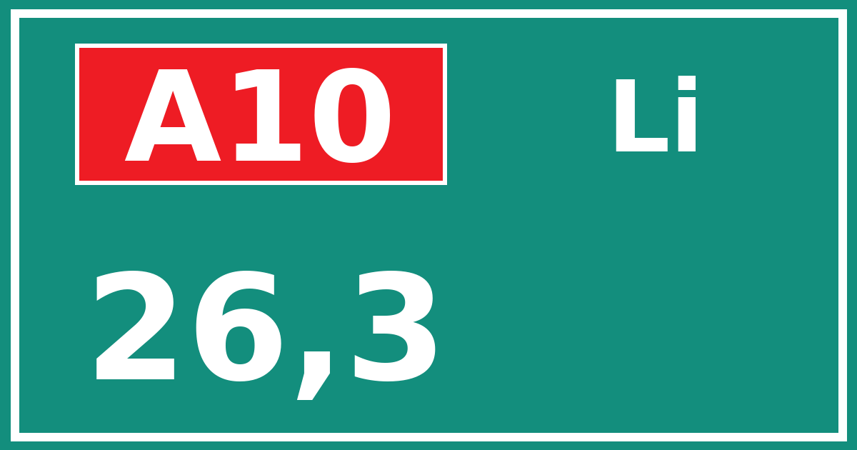 Hectometerbord A10 26,3 zijde Li