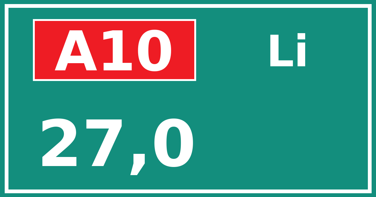 Hectometerbord A10 27,0 zijde Li