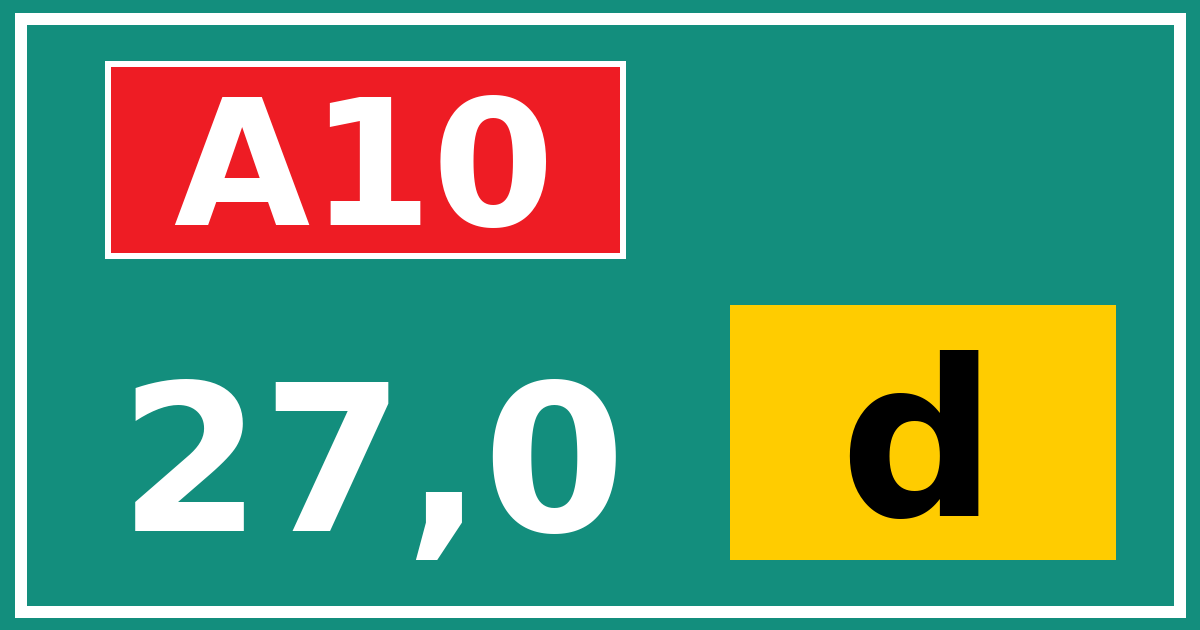 Hectometerbord A10 27,0 letter d