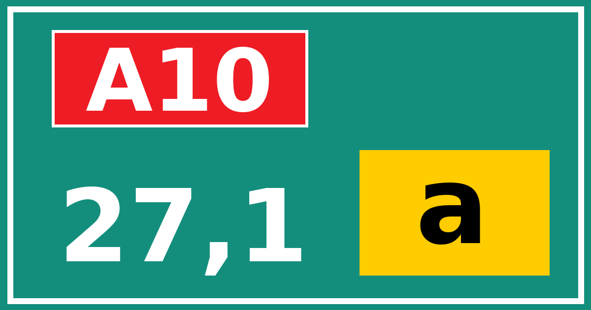 Hectometerbord A10 27,1 letter a