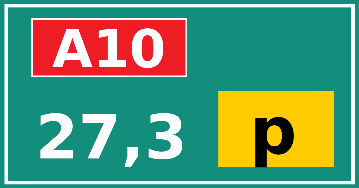 Hectometerbord A10 27,3 letter p