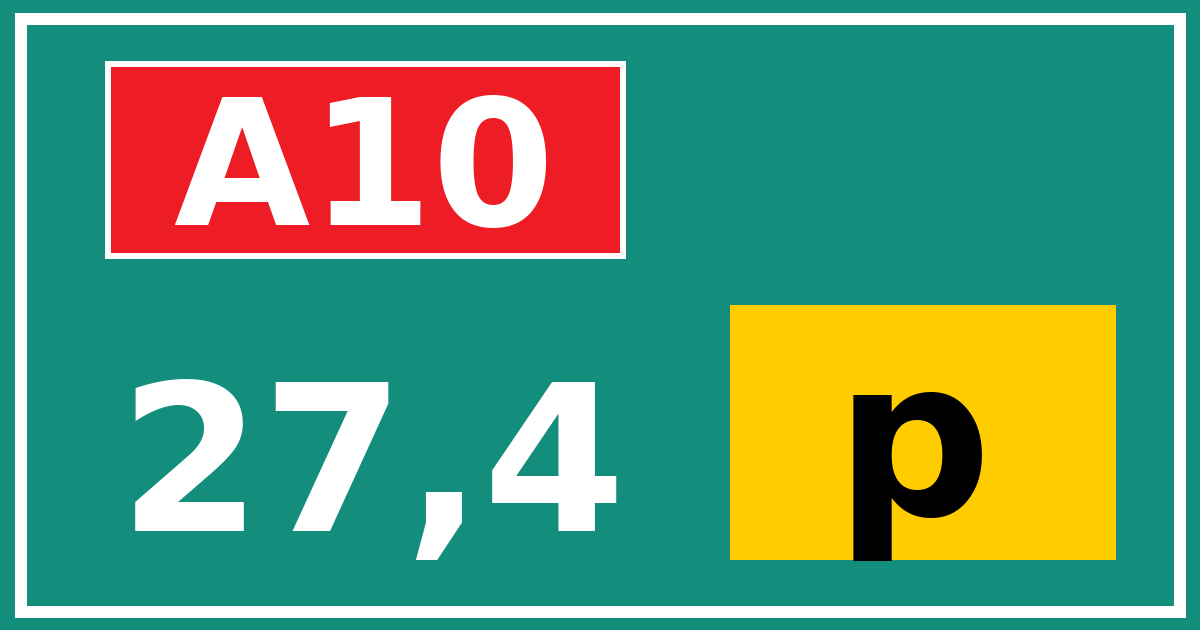 Hectometerbord A10 27,4 letter p