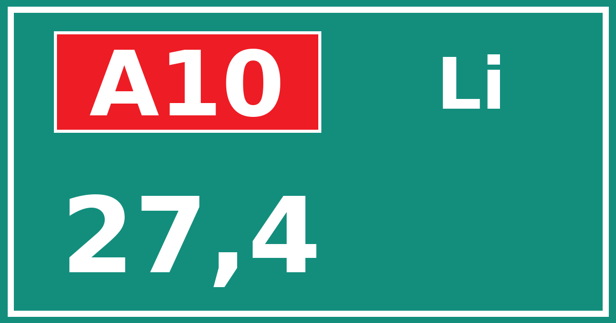 Hectometerbord A10 27,4 zijde Li