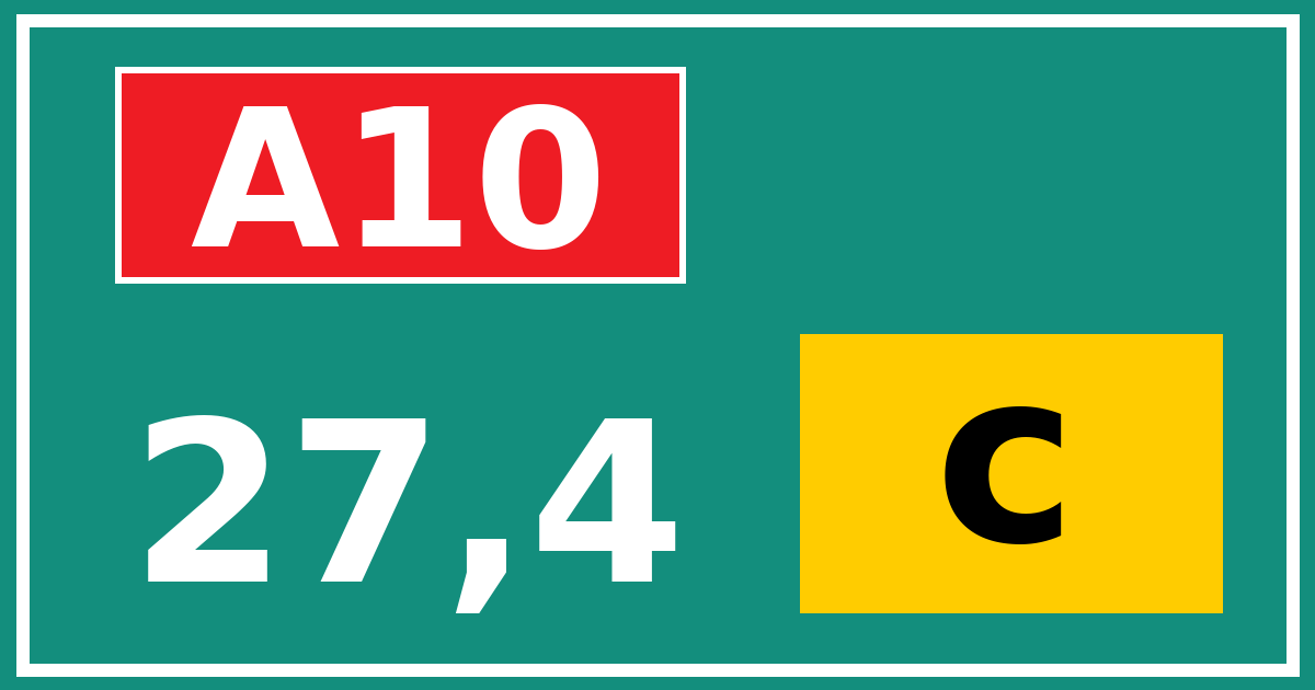 Hectometerbord A10 27,4 letter c