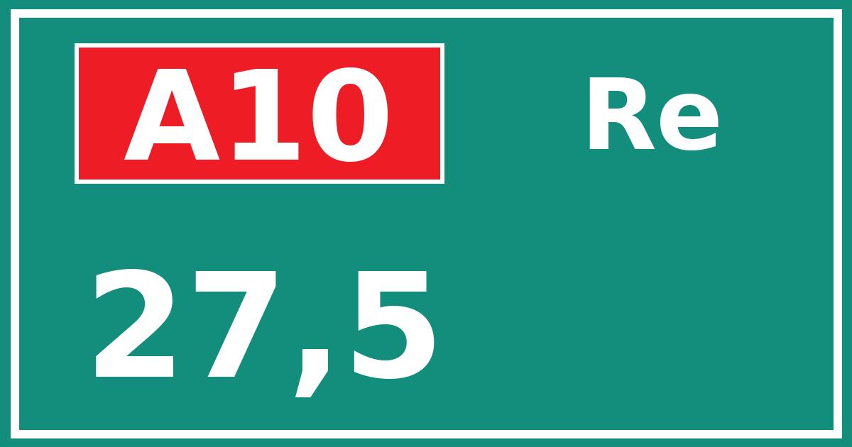 Hectometerbord A10 27,5 zijde Re