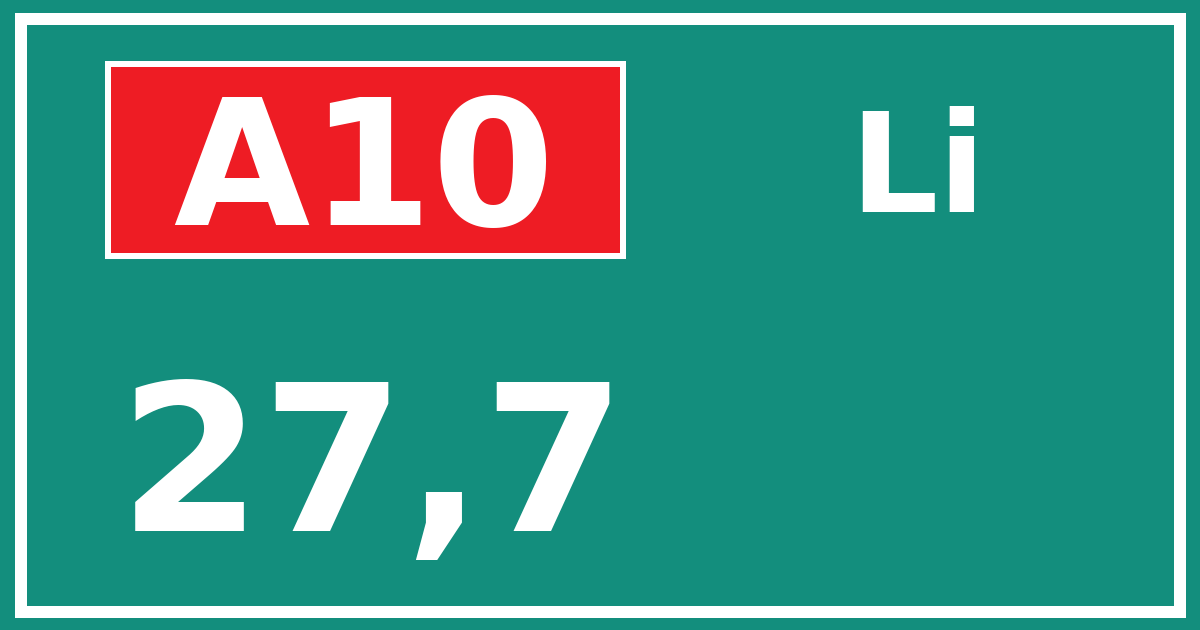 Hectometerbord A10 27,7 zijde Li