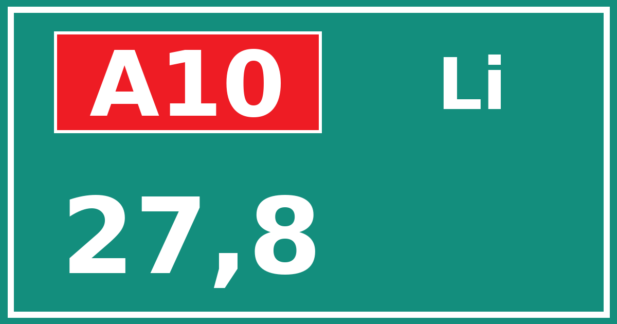 Hectometerbord A10 27,8 zijde Li