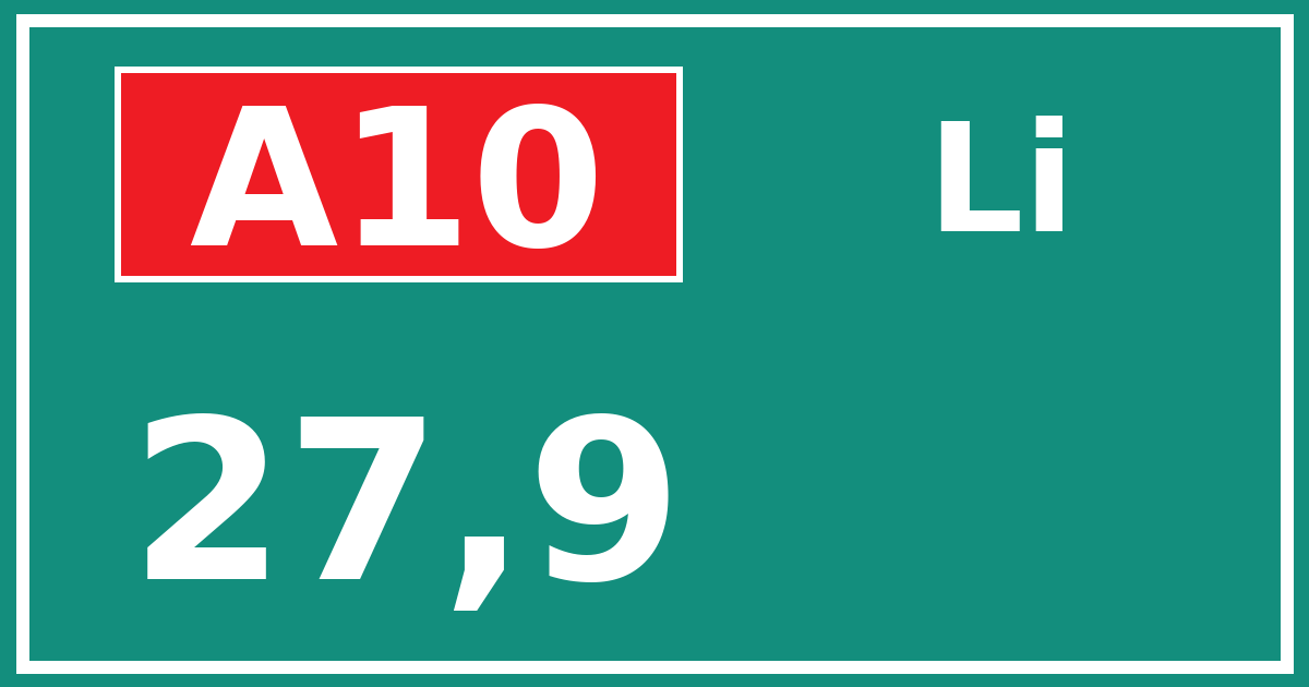 Hectometerbord A10 27,9 zijde Li