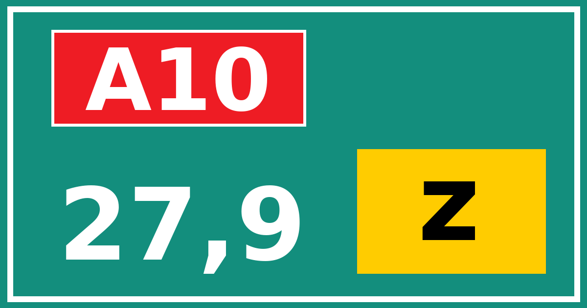 Hectometerbord A10 27,9 letter z