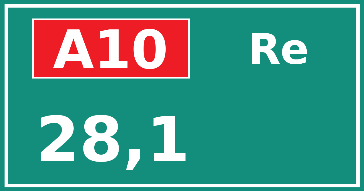 Hectometerbord A10 28,1 zijde Re