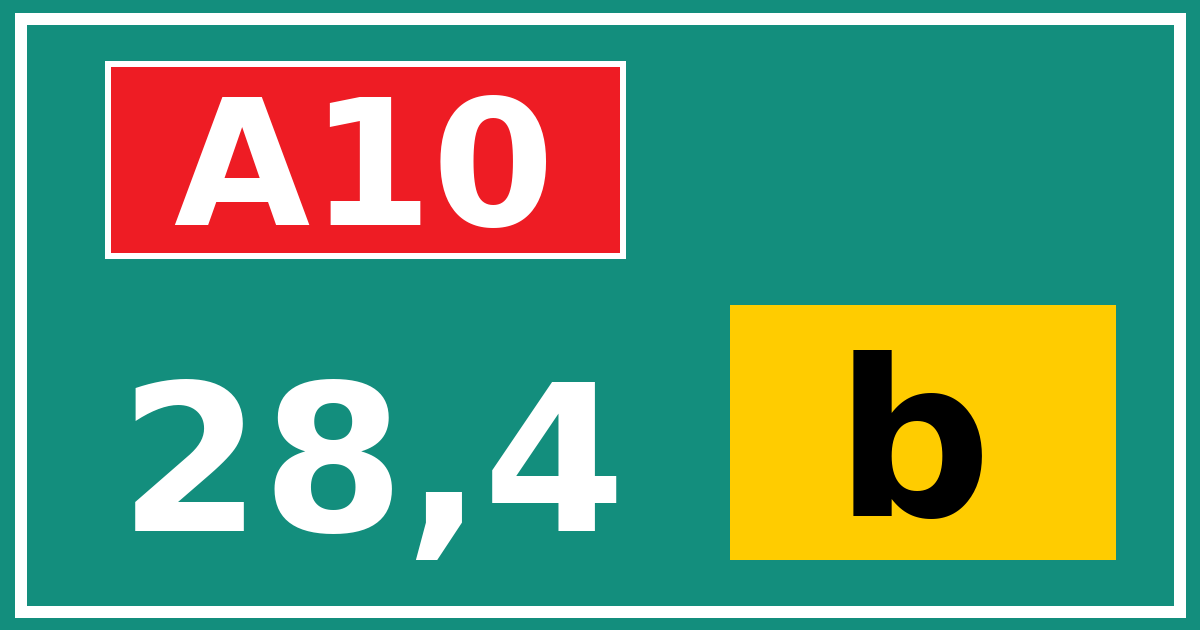 Hectometerbord A10 28,4 letter b