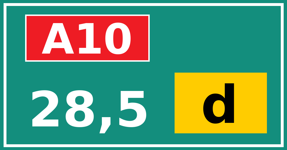 Hectometerbord A10 28,5 letter d
