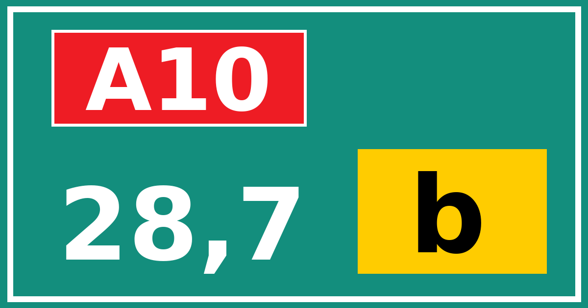 Hectometerbord A10 28,7 letter b