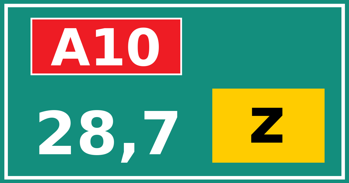 Hectometerbord A10 28,7 letter z
