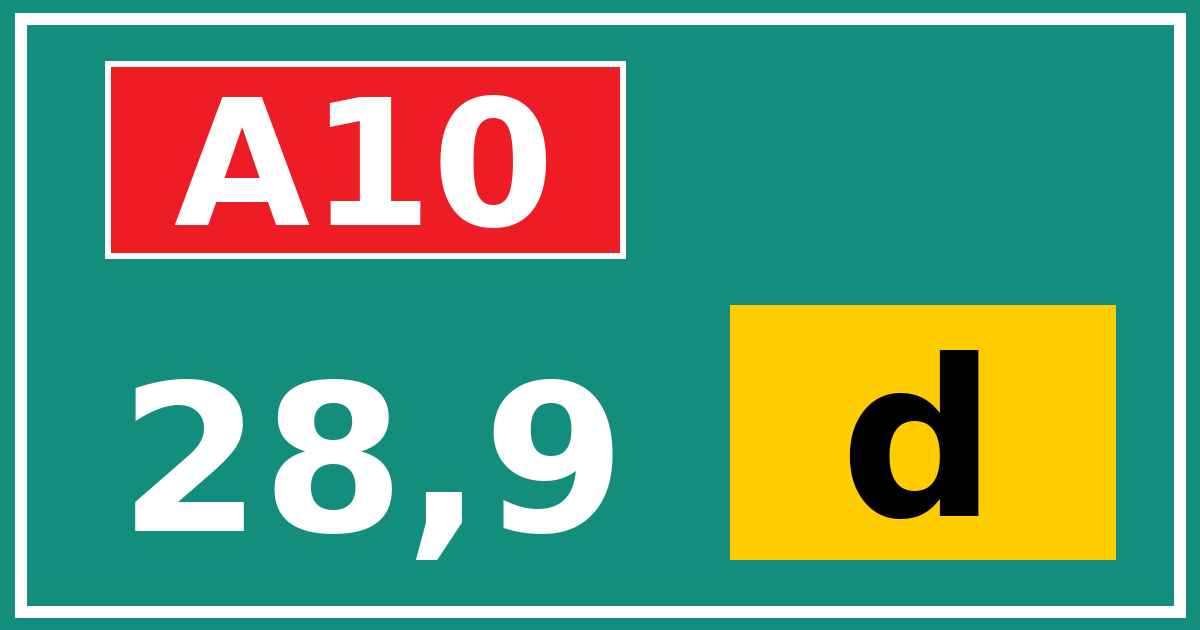 Hectometerbord A10 28,9 letter d