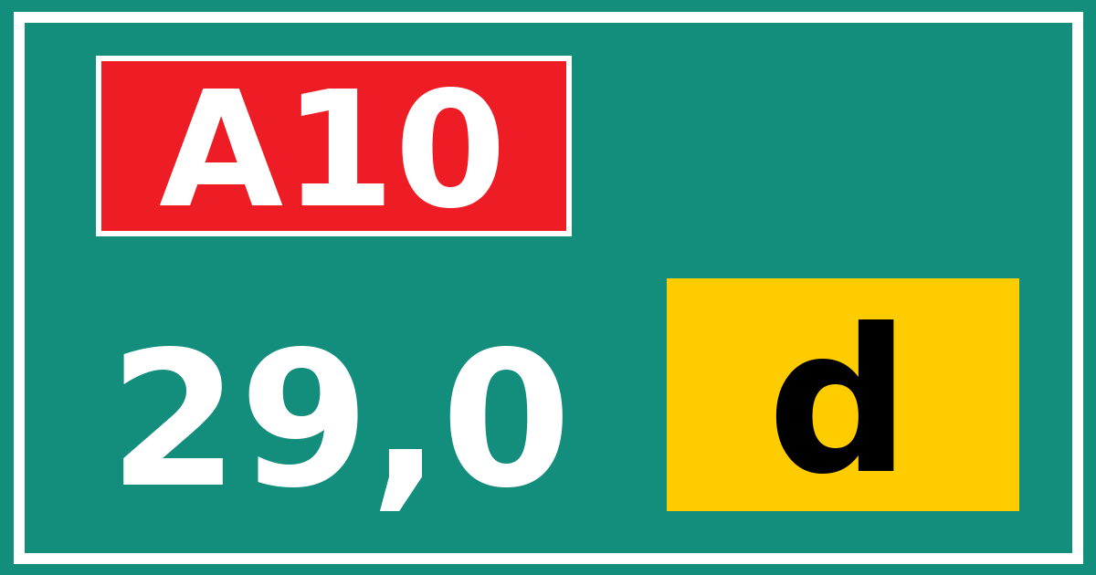 Hectometerbord A10 29,0 letter d