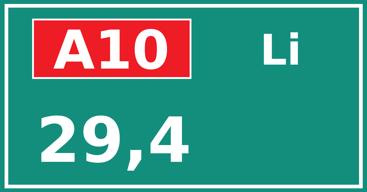Hectometerbord A10 29,4 zijde Li