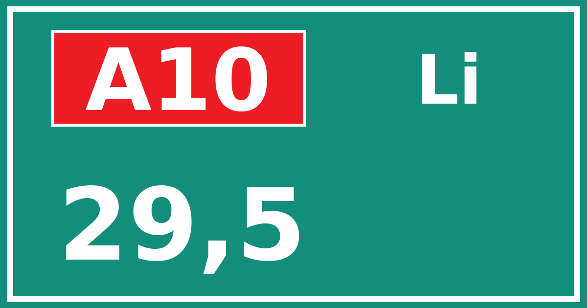 Hectometerbord A10 29,5 zijde Li