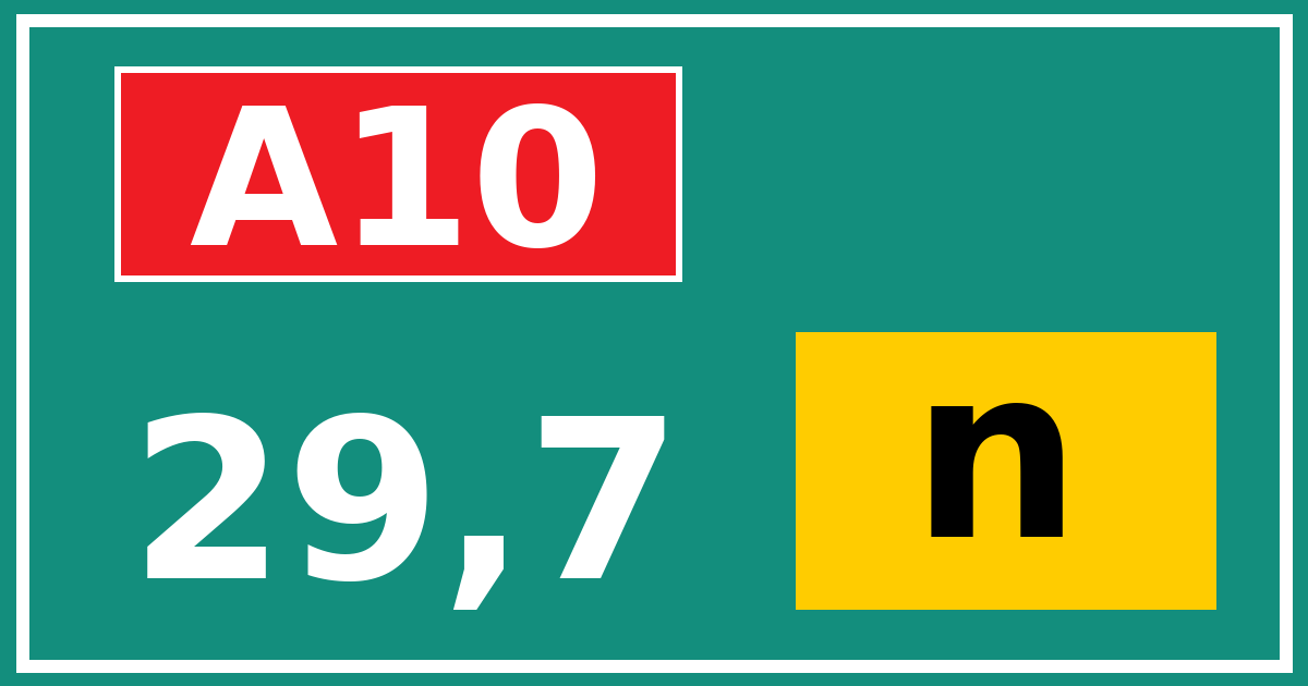 Hectometerbord A10 29,7 letter n