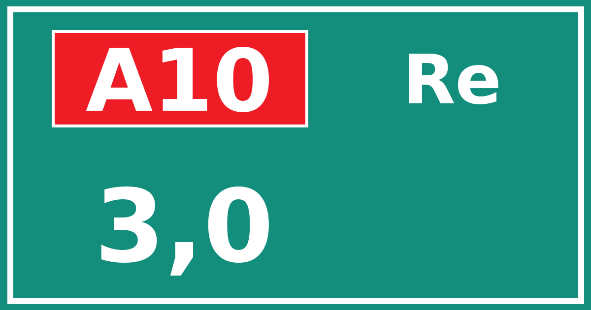 Hectometerbord A10 3,0 zijde Re