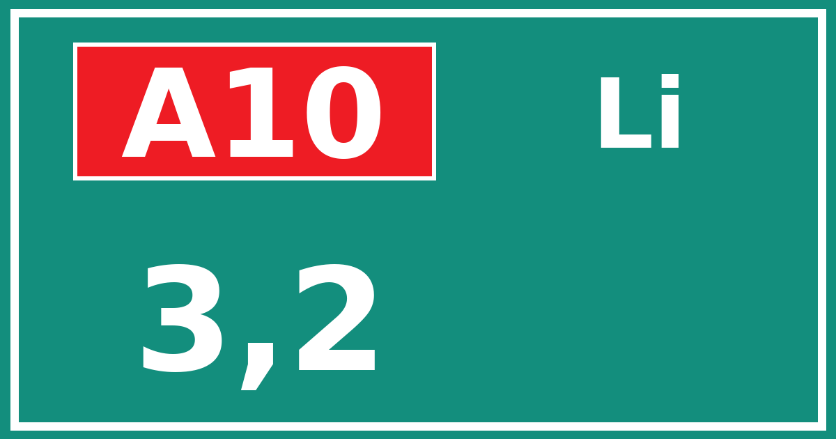 Hectometerbord A10 3,2 zijde Li