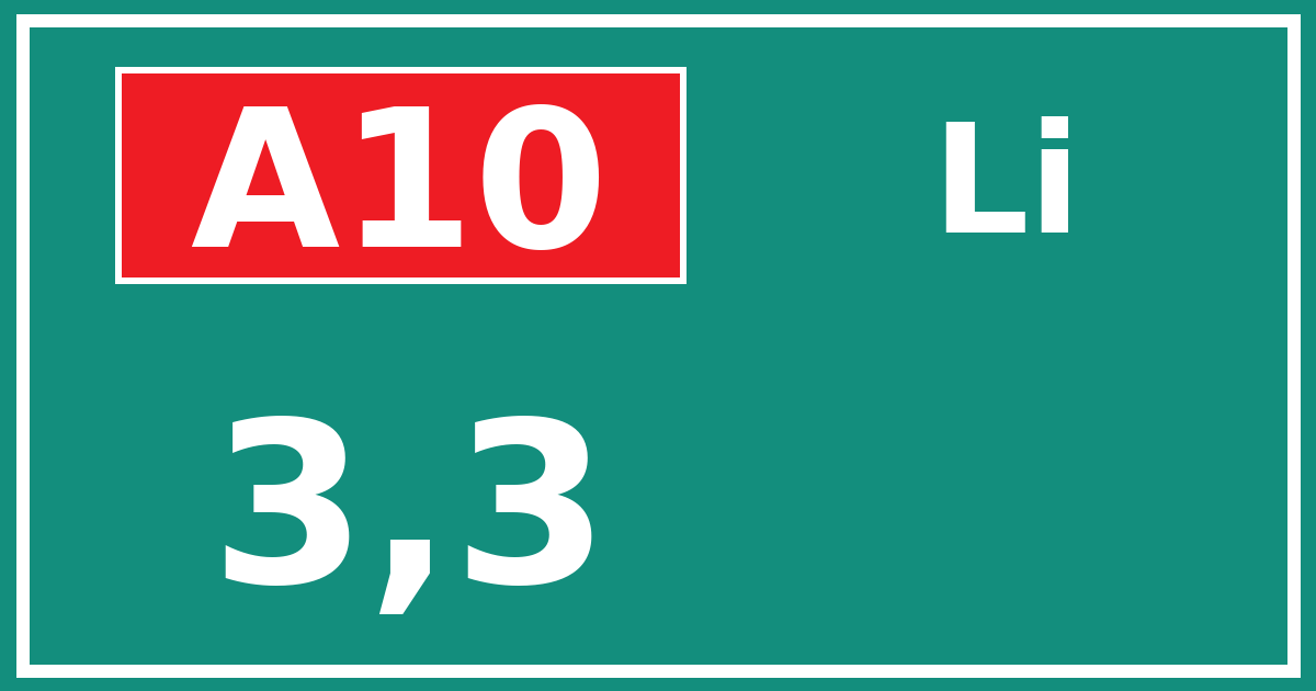 Hectometerbord A10 3,3 zijde Li