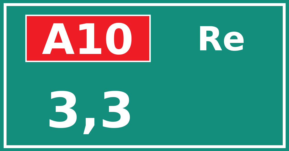 Hectometerbord A10 3,3 zijde Re
