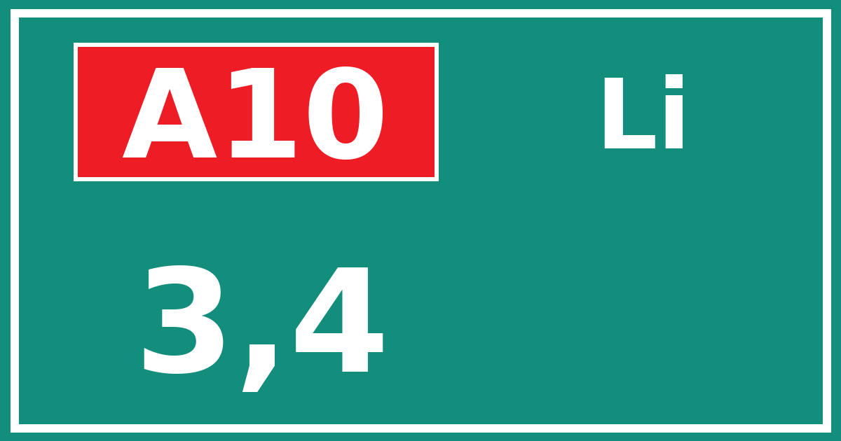 Hectometerbord A10 3,4 zijde Li
