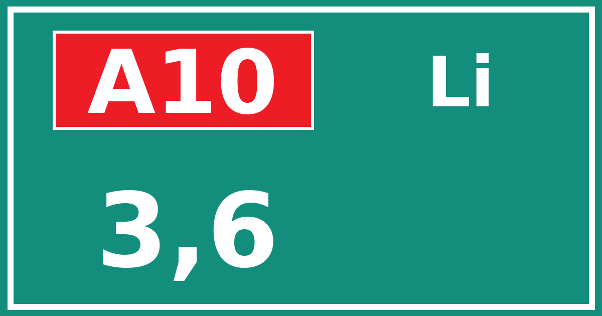 Hectometerbord A10 3,6 zijde Li