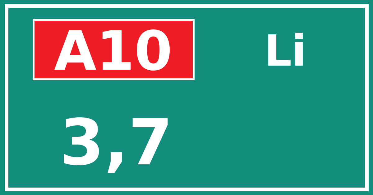 Hectometerbord A10 3,7 zijde Li