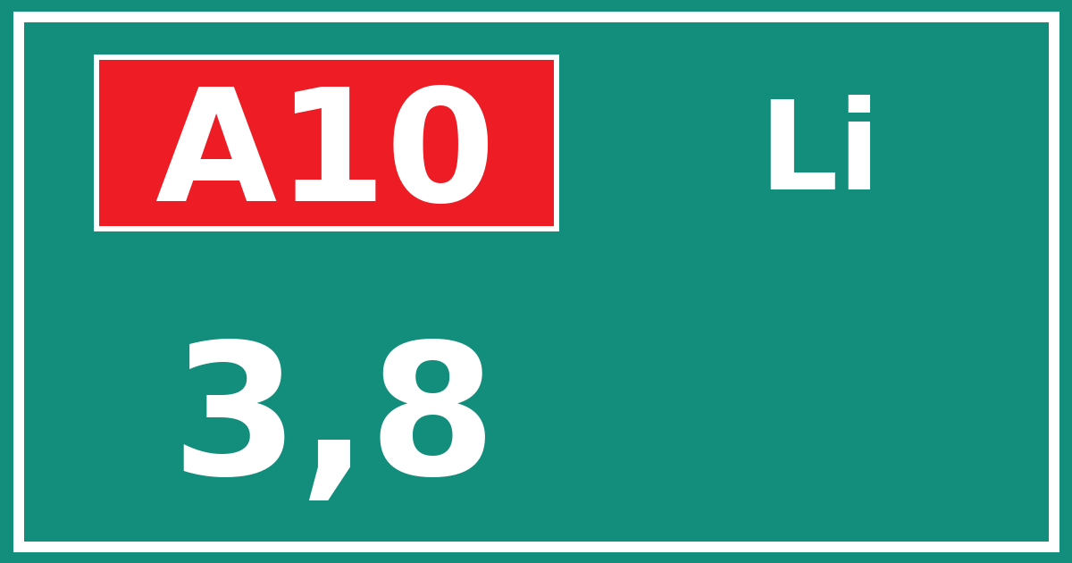 Hectometerbord A10 3,8 zijde Li