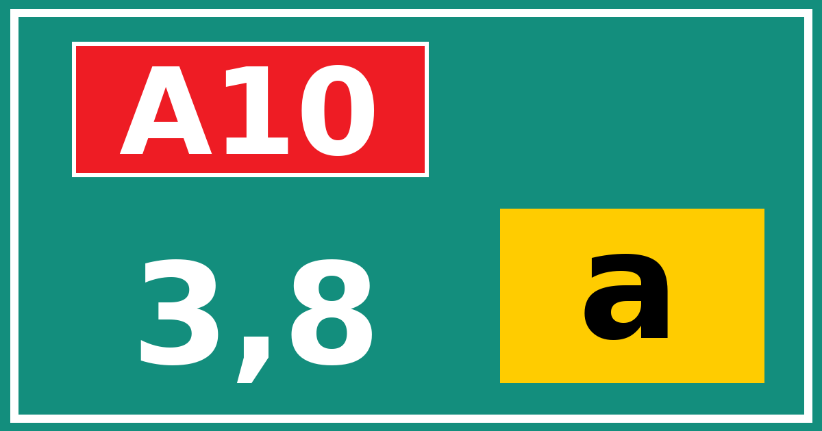 Hectometerbord A10 3,8 letter a