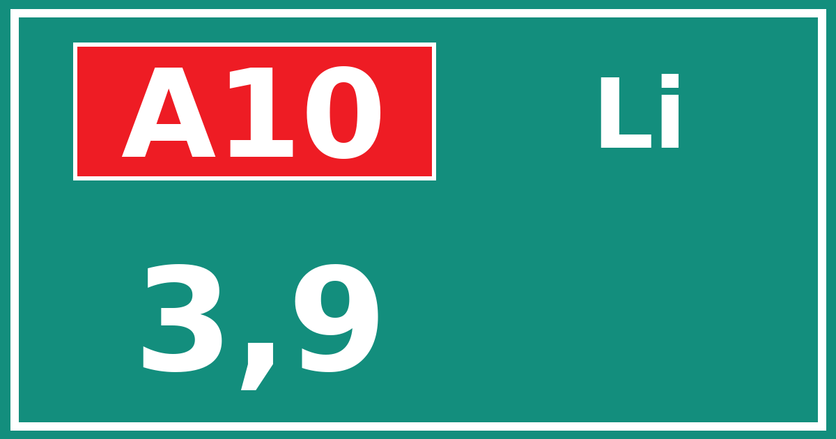 Hectometerbord A10 3,9 zijde Li